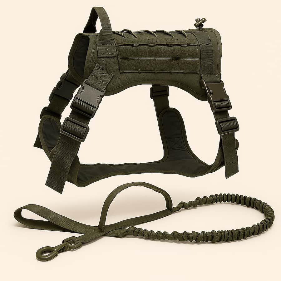 Harnais tactique pour chien avec collier et laisse